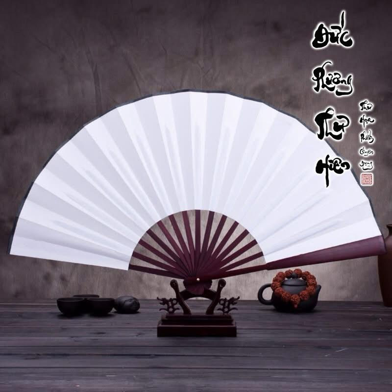 Quạt vải trơn viết thư pháp vẽ tranh sơn thuỷ, hoa cảnh - Trắng