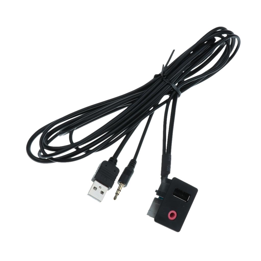 USB AUX Adapter Socket 3.5mm Jack Car Dashboard Extension Cable Connector