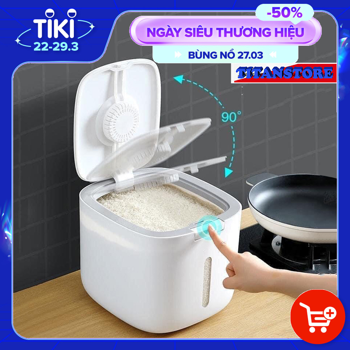 Thùng Đựng Gạo Cao Cấp 5kg &amp; 10kg - Thùng Đựng Gạo Nắp Đậy Thông Minh, Thiết Kế Hiện Đại &amp; Đẹp Mắt, Chất Liệu ABS &amp;PP An Toàn Chống Nước, Chống Ẩm Mốc, Mối Mọt - Hàng Nhập Khẩu