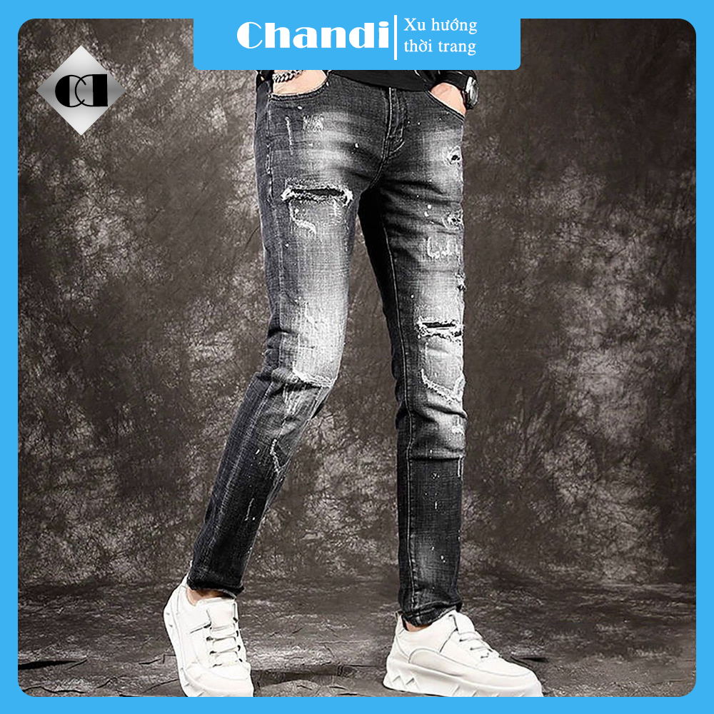 Quần Bò Nam cao cấp thương hiệu Chandi, chất jean co dãn mẫu mới nhất MS64