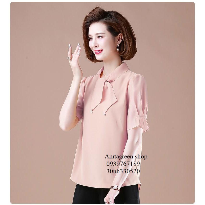 Nh330520-ÁO KIỂU QUÝ CÔ TAY NGẮN