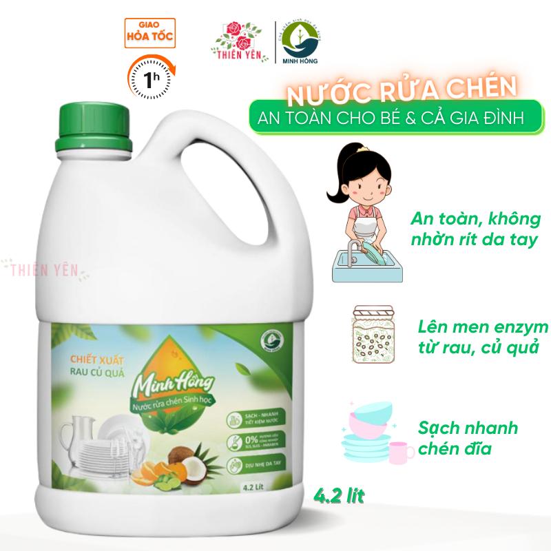 [ Nước rửa chén Minh Hồng 1.7 / 4.2L an toàn cho bé ] Nước rửa chén sinh học dịu nhẹ cho da nhạy cảm