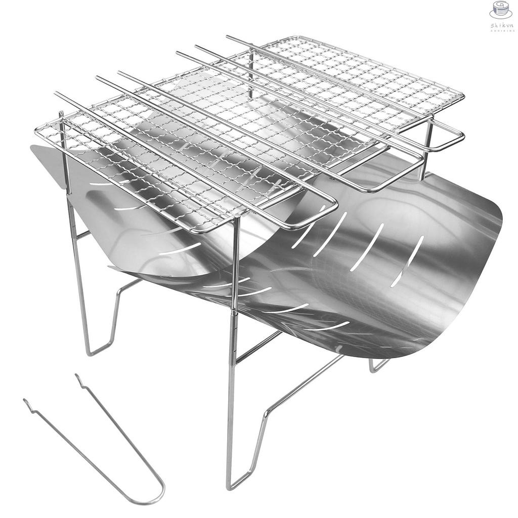 Giá đỡ bếp than mini bằng thép không gỉ có thể gấp gọn tiện dụng mang theo cắm trại