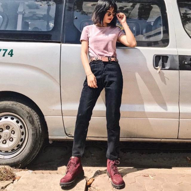 Quần Baggy BoyFriend - Quần Jeans Lưng Cao Trên Rốn Không Giãn [HOT TREND