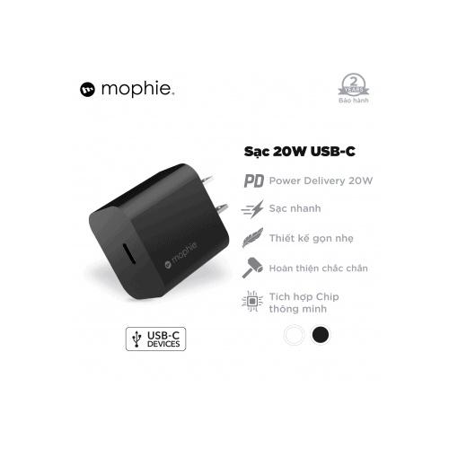 Cốc Sạc Mophie Type C PD 20W - Hàng chính hãng dành cho iPhone