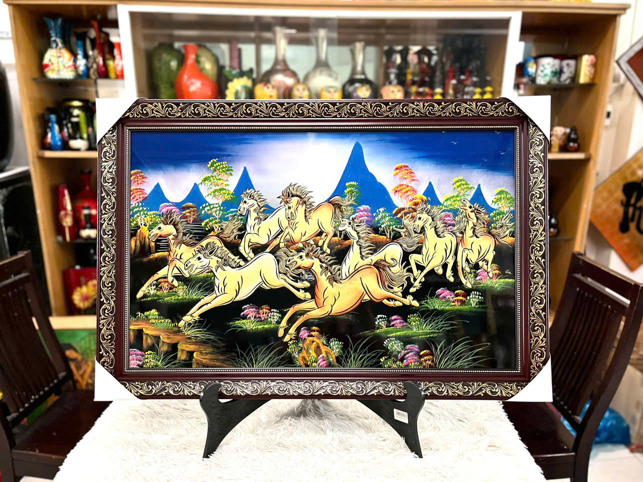 Tranh sơn mài MÃ ĐÁO THÀNH CÔNG đắp nổi mới hàng xuất khẩu 50x80 cm