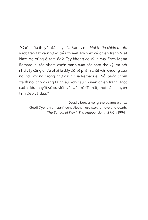 NỖI BUỒN CHIẾN TRANH - Bìa cứng