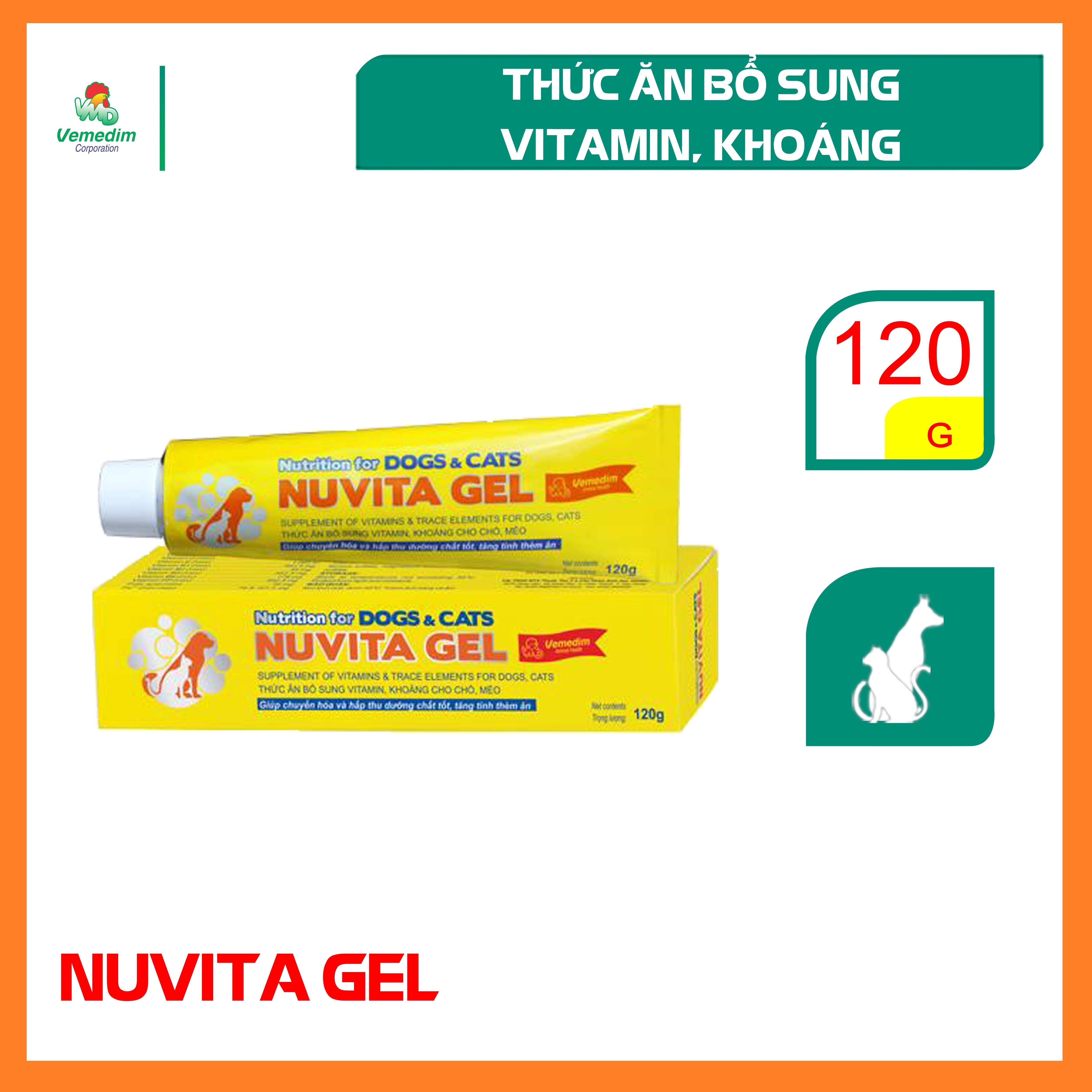 Vemedim Nuvita gel bổ sung vitamin, khoáng cho chó, mèo - tube nhôm vàng 120g