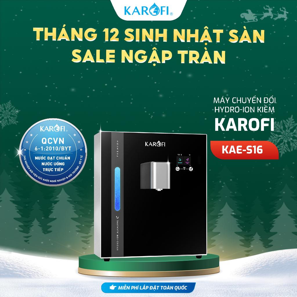 Máy chuyển đổi Hydro-ion kiềm Karofi KAE-S16 - 2 Điện cực Titan phủ Bạch Kim - Công nghệ AioTec - Hàng Chính Hãng