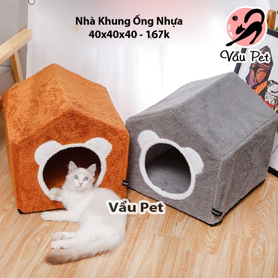 Nhà khung ống nhựa cho chó mèo thú cưng 40*40*40cm - Đệm, ổ nằm cho chó mèo