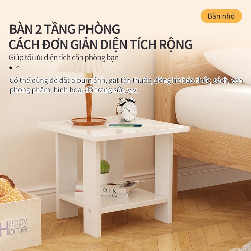 Kệ Bàn Trà Nhỏ 2 Tầng Bằng Gỗ MDF Để Đầu Giường Tiện Lợi, Kệ Để Đầu Giường Đa Năng 2 Tầng Decor Phòng Khách