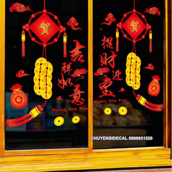 Decal dán Tết - Dây Đồng Xu Vàng