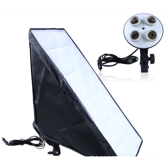 Softbox 50x70cm Đui 4 Bóng Xoáy E27, Phụ Kiện Studio, Đèn Softbox Chụp Ảnh Hàng Chính Hãng