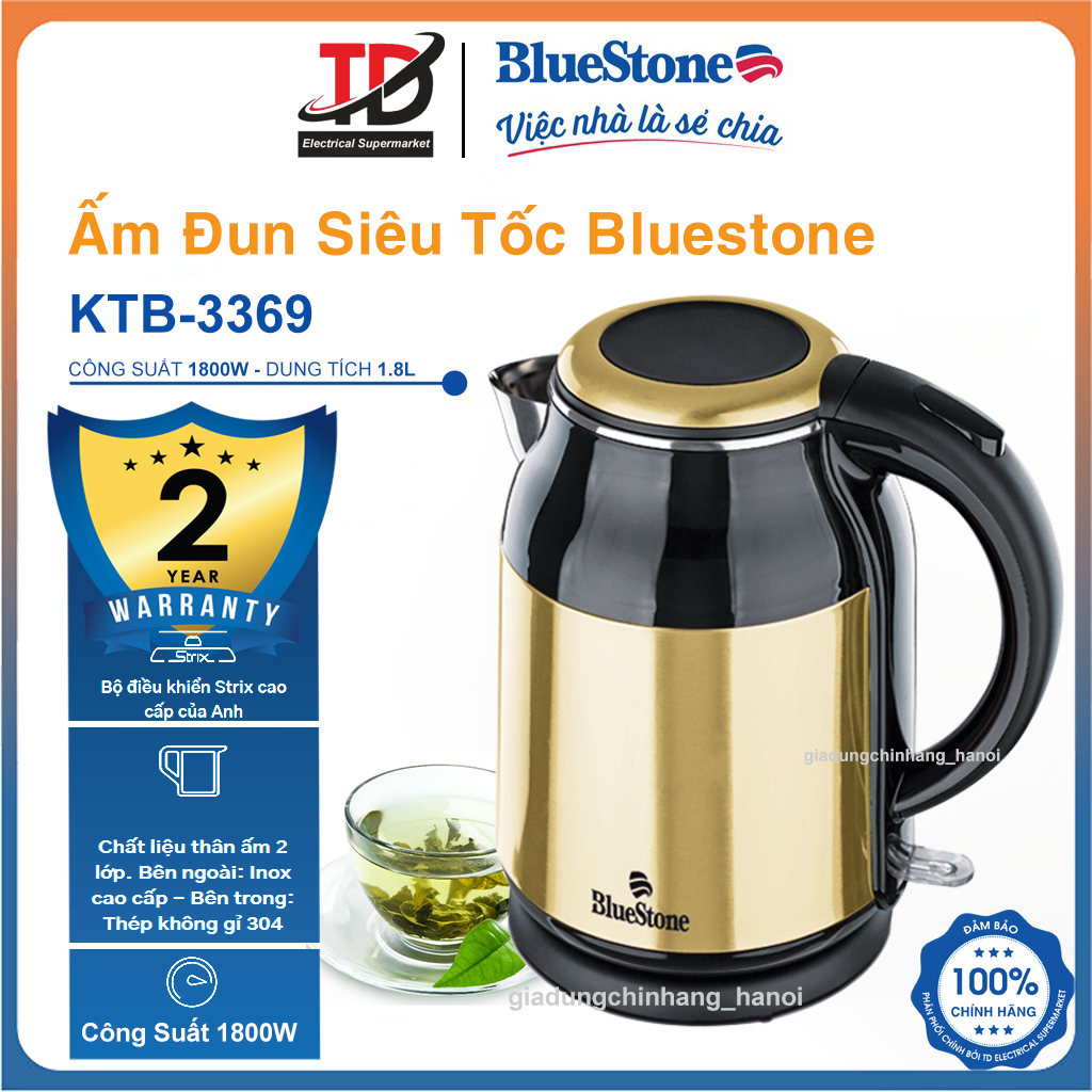Ấm Đun Siêu Tốc Bluestone Ktb - 3369 1.8 Lít - Hàng Chính Hãng