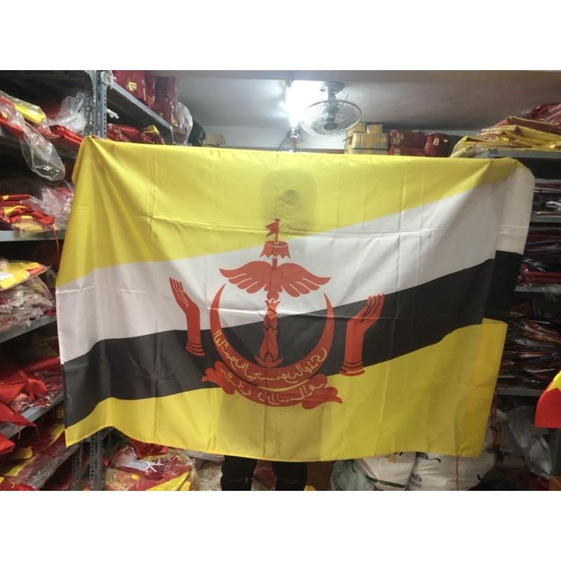 Quốc kỳ Brunei in thẩm thấu 1 lớp vải 1x1,5m