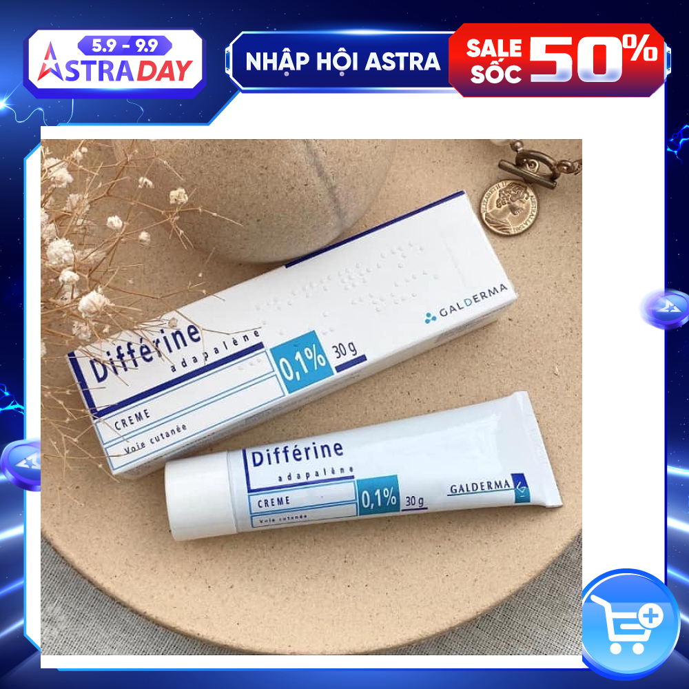 Kem hỗ trợ giảm mụn Differin Cream 0.1% Adapalene tuýp 30 gram(Hàng nội địa Pháp)