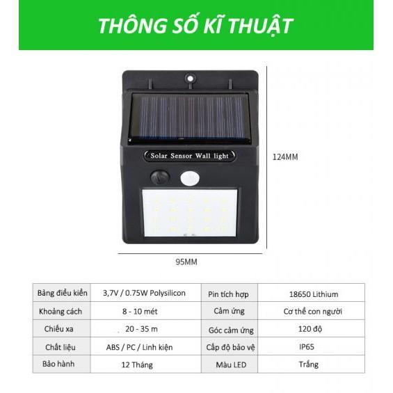 Đèn led Năng lượng mặt trời cảm biến người - không cần câu điện