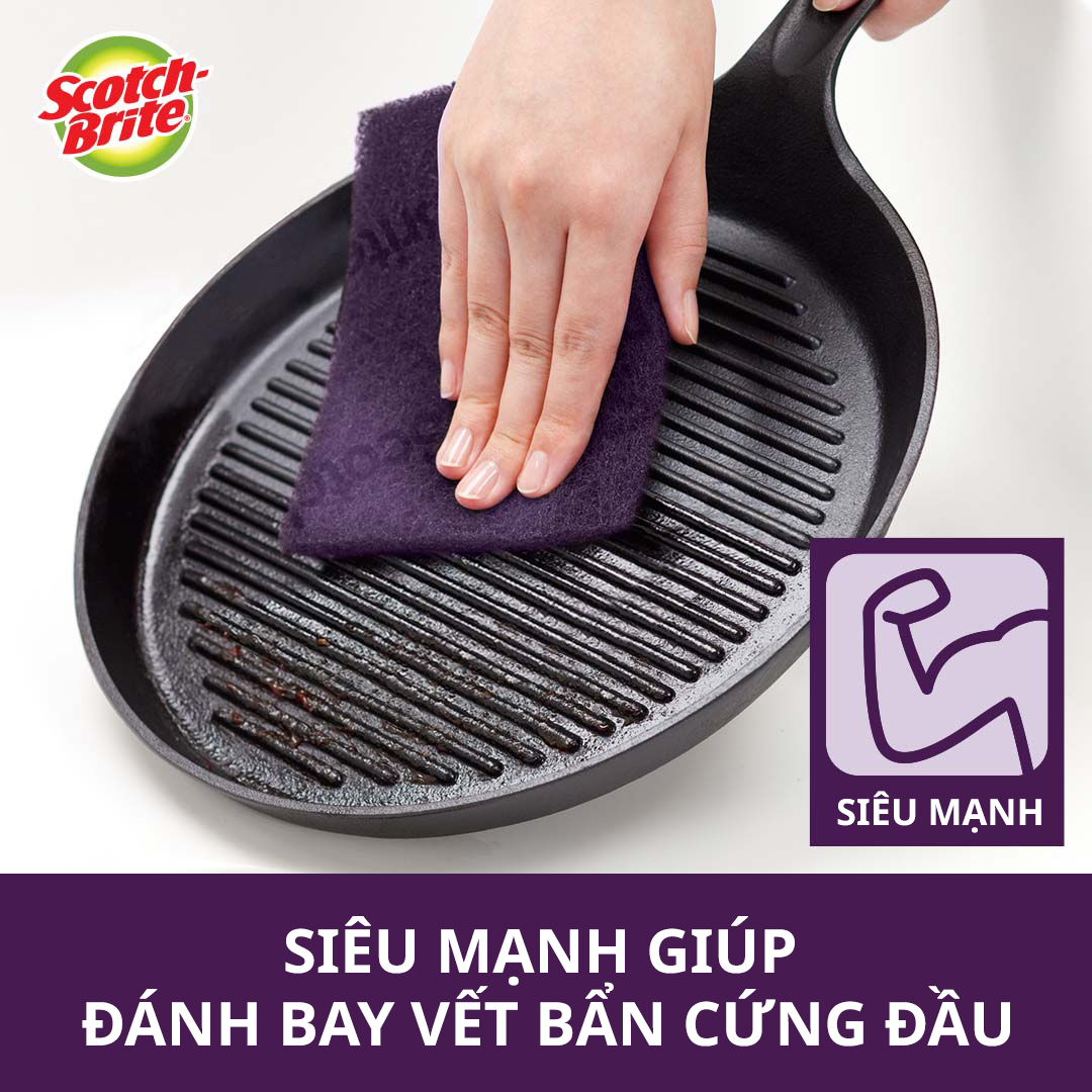 [Gói 4 miếng] Cước Rửa Chén Siêu Mạnh Scotch Brite - Cọ rửa mọi vết bẩn cứng đầu, an toàn cho vỉ nướng, nồi inox, gang, thép