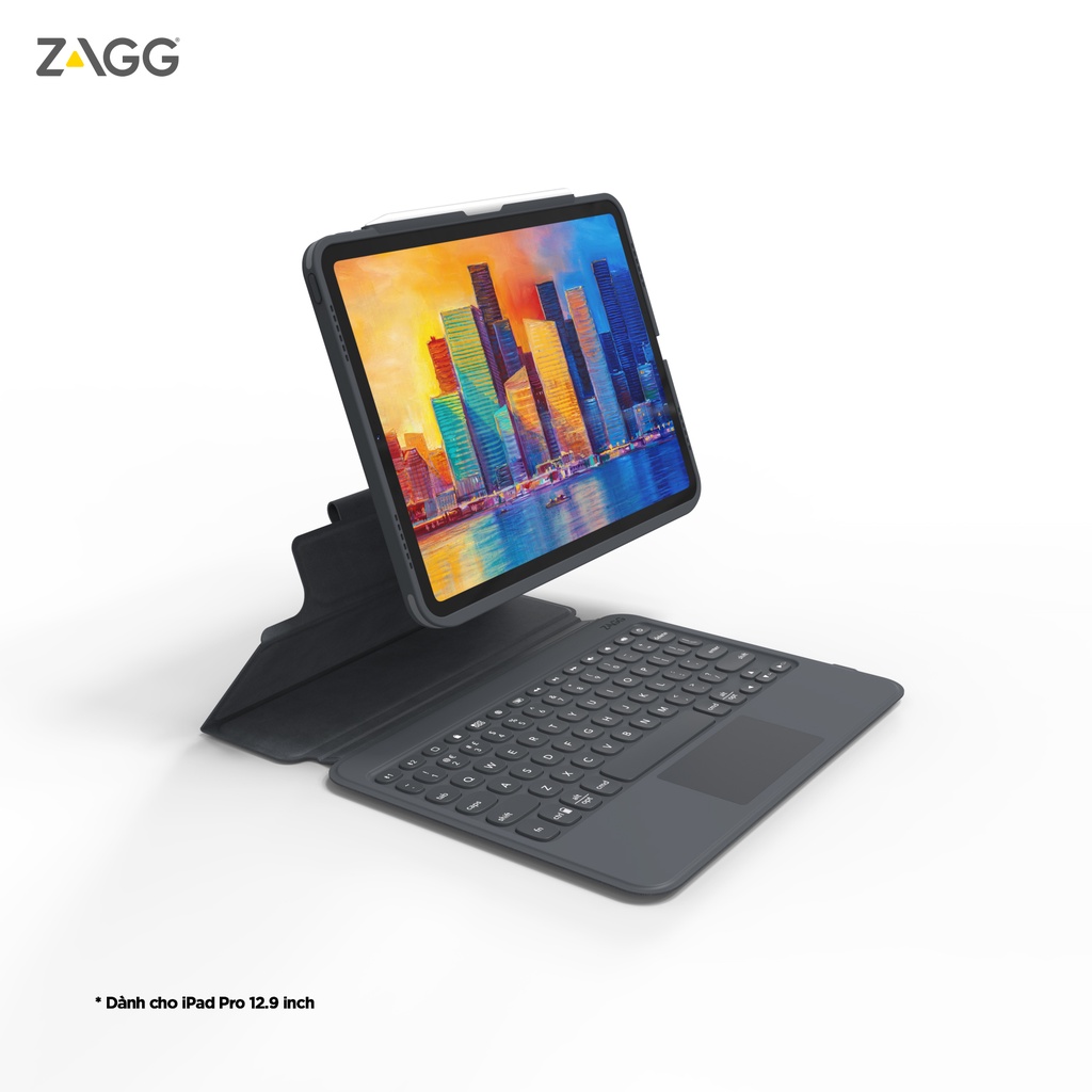 Ốp lưng kèm bàn phím ZAGG Pro Keys with Trackpad cho iPad Pro 12.9 inch - Hàng chính hãng