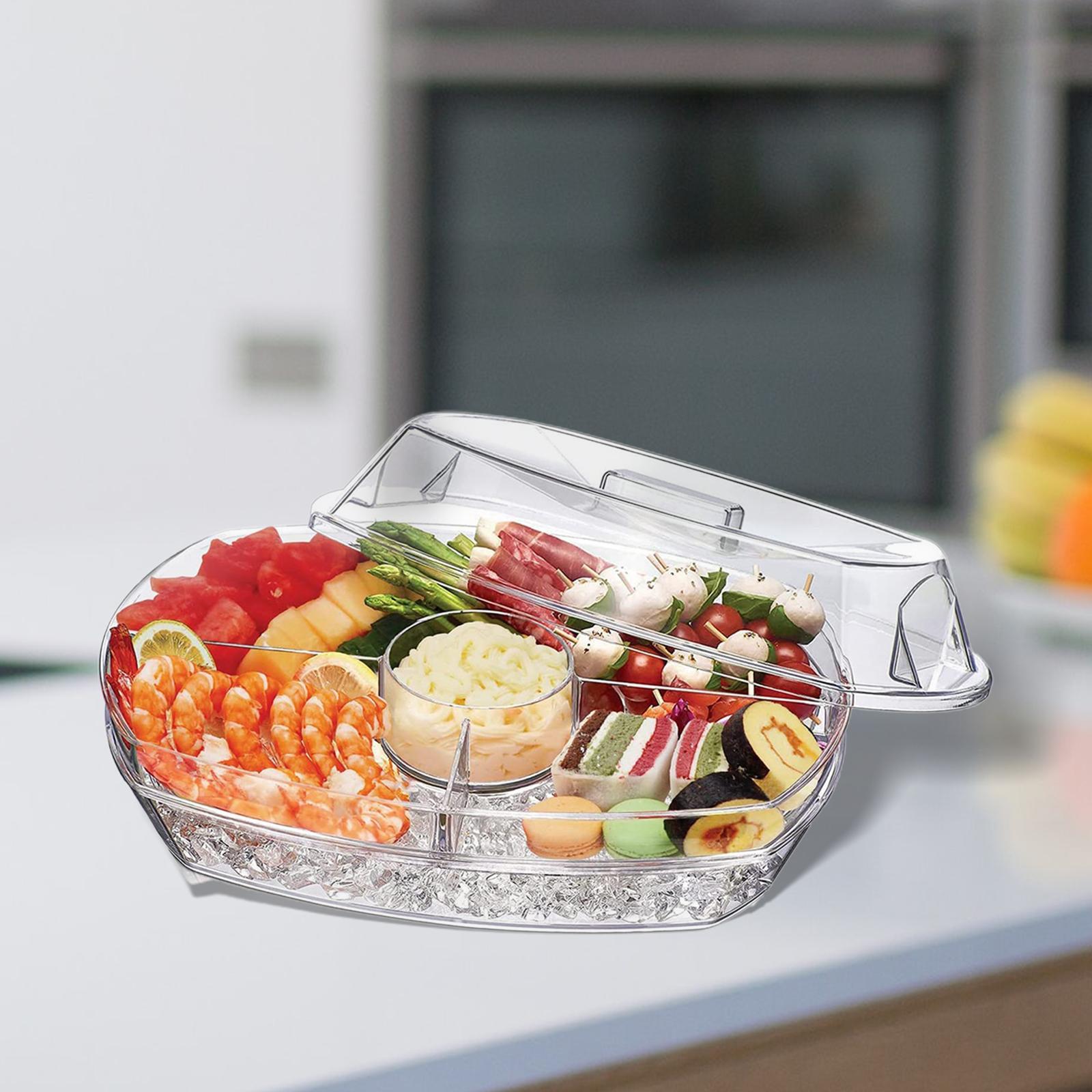 Ice Serving Tray Catering Trays Ice Serving 4 Compartment for Meats Vegetables Salad