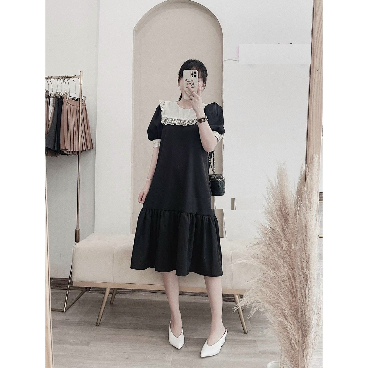 Đầm bầu đen công sở sang chảnh