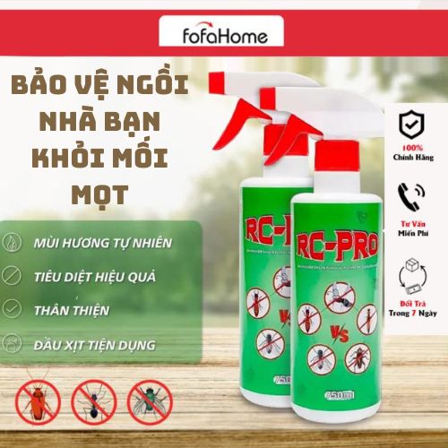 Chai Xịt RC-Pro Diệt Mối Mọt Diệt Sạch Tổ Mối Tận Gốc Mọt Trú Ngụ Trong Đồ Gỗ, Tường Nhà, Cầu Thang, Tủ Quần Áo, Bàn Học, Kệ Sách Thành Phần Và Mùi Hương Tự Nhiên