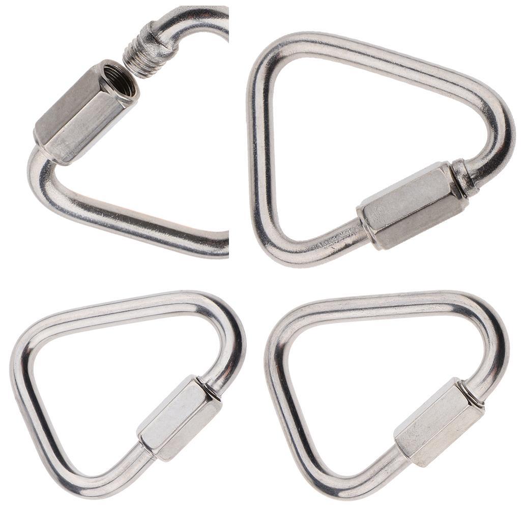 4X Outdoor Triangle Stainless Steel Carabiner Camping Keychain Quick Link 5mm