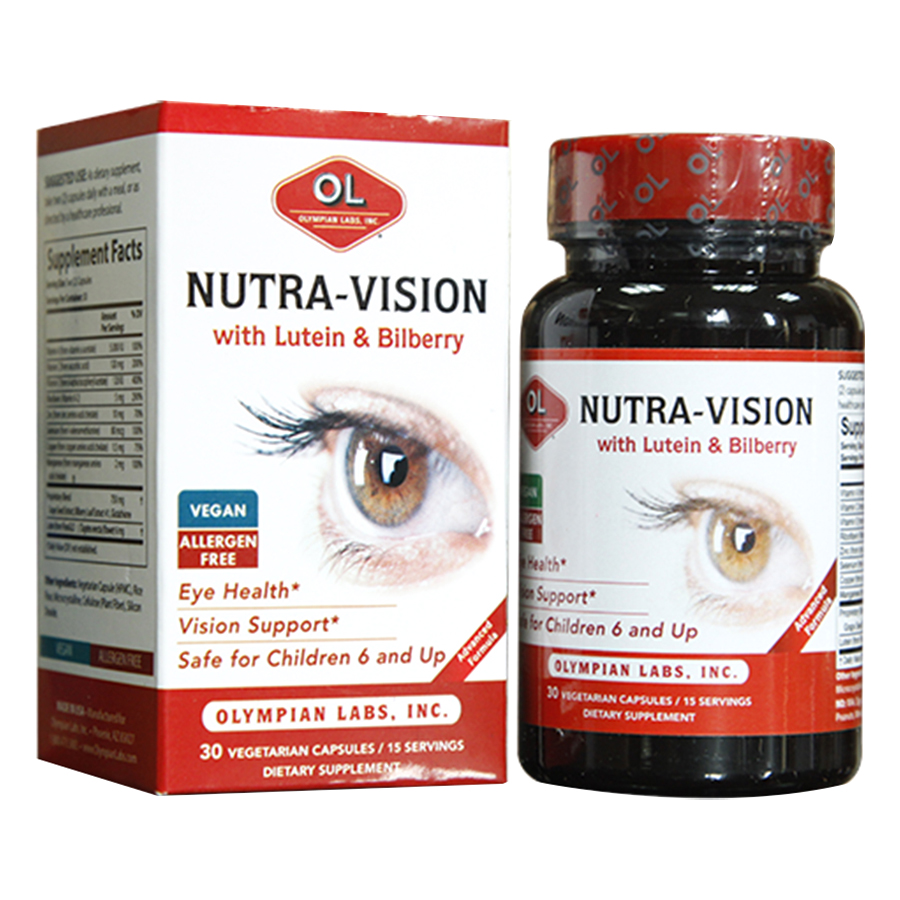 Viên Uống Olympian Labs Nutra Vision Giúp Lưu Thông Máu Và Hỗ Trợ Kéo Dài Thị Lực Mắt - Hộp 30 Viên