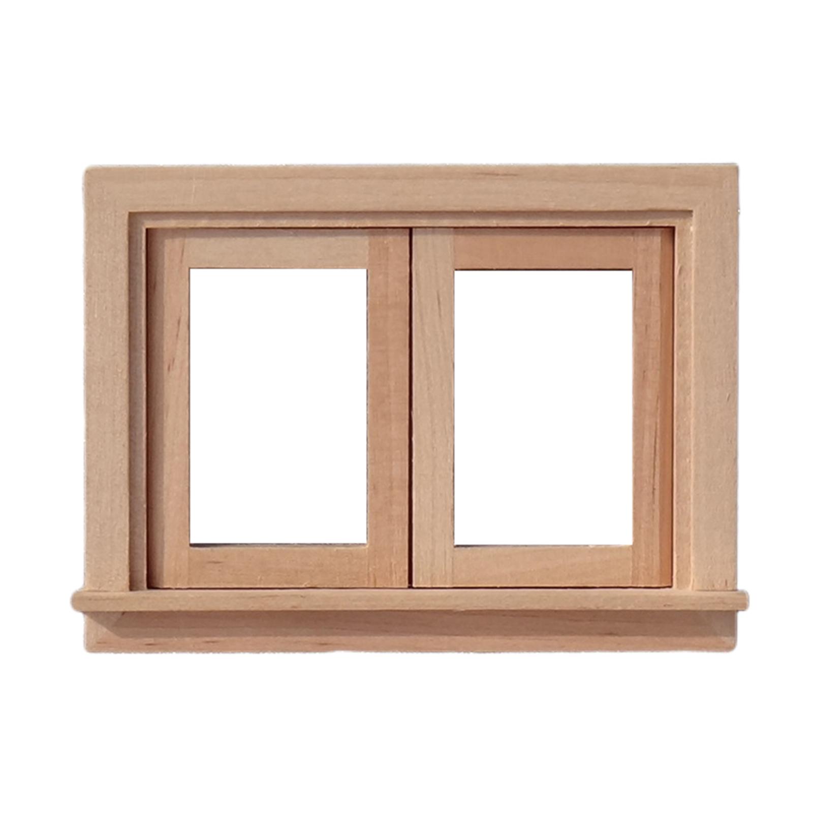 12th Wooden Window Frame Dollhouse Room House Accessories Kids Pretend Toys