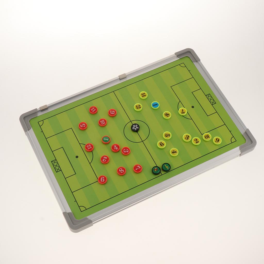 2 Set of Football Soccer Coaches Board, 2 Sided Magnetic Strategy Clipboard, Full & Half Field View Sides with 54Pcs Magnets (27Pcs/Set)