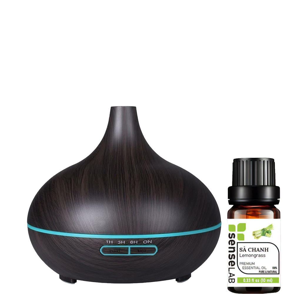Máy khuếch tán tinh dầu bí ngô + Tinh dầu Sả Chanh thiên nhiên 10ml. máy xông tinh dầu