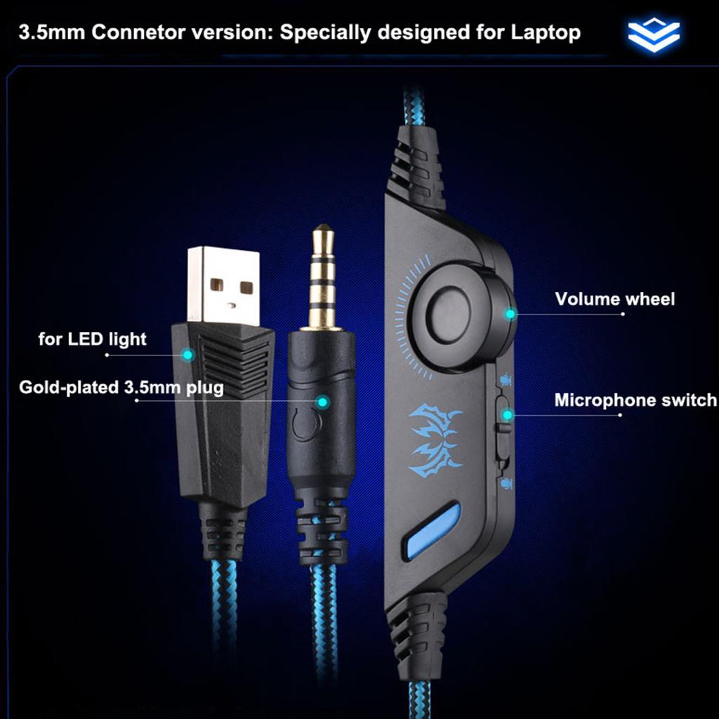 3.5mm Gaming Headset Headphones Mic For PC Laptop Desktop