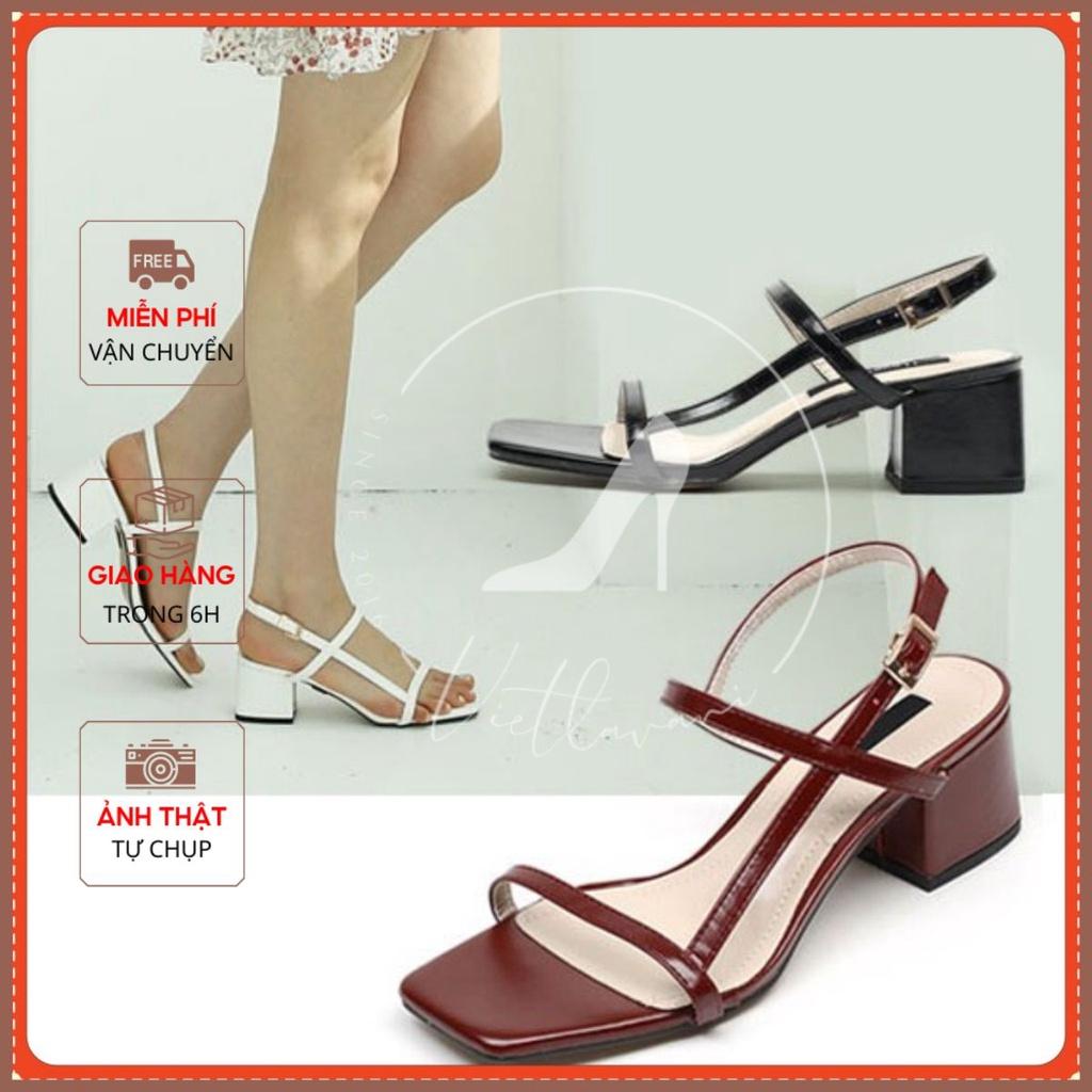 Sandal cao gót nữ quai ngang dáng hàn quốc cao 5cm - LNS6