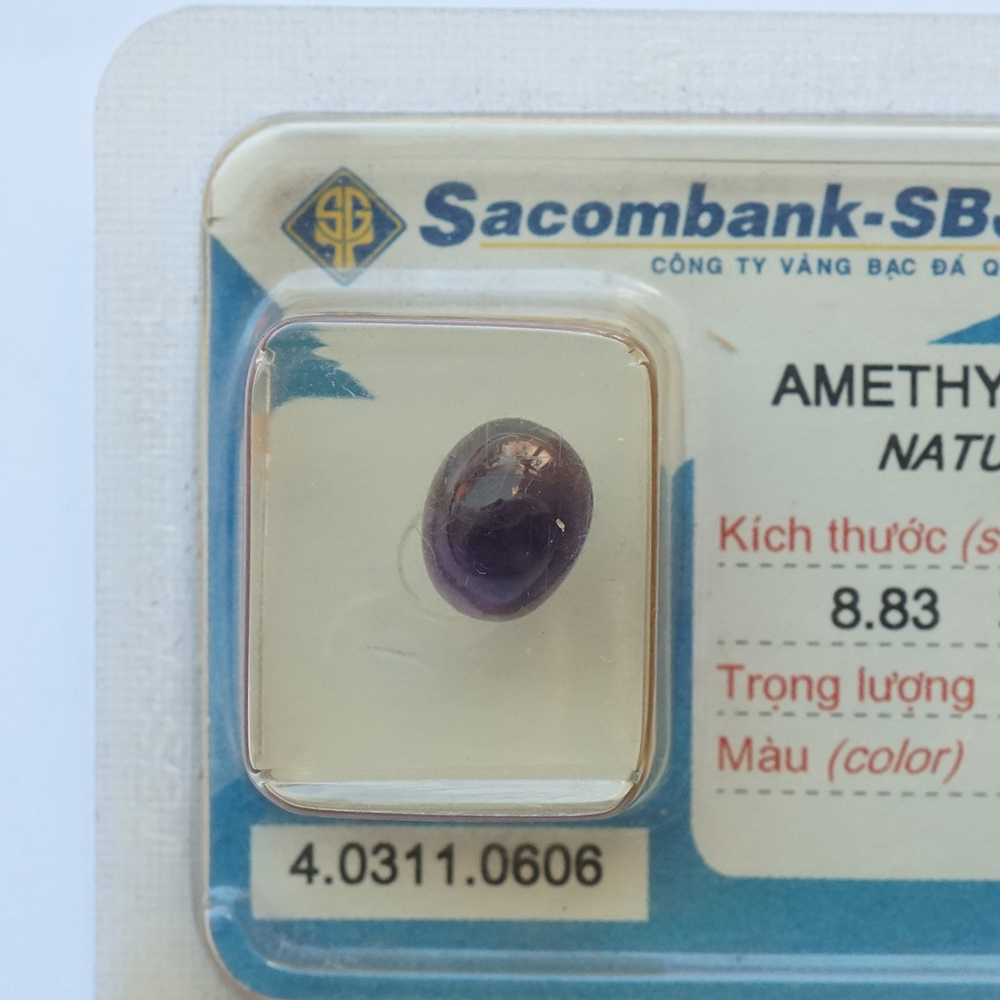 Mặt đá thạch anh tím Amethyst tự nhiên mài trơn oval