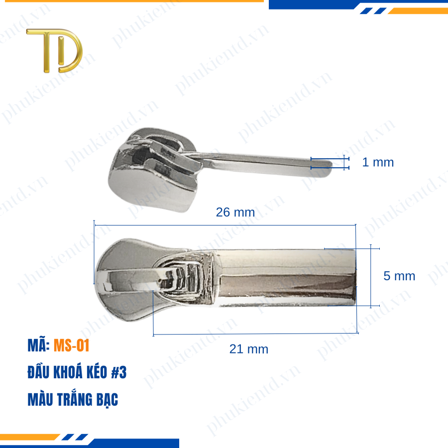 Đầu khóa kéo túi xách, đầu khóa kéo thay thế, đầu khóa kéo balo răng 3, Mạ điện độ bền 5-8 năm