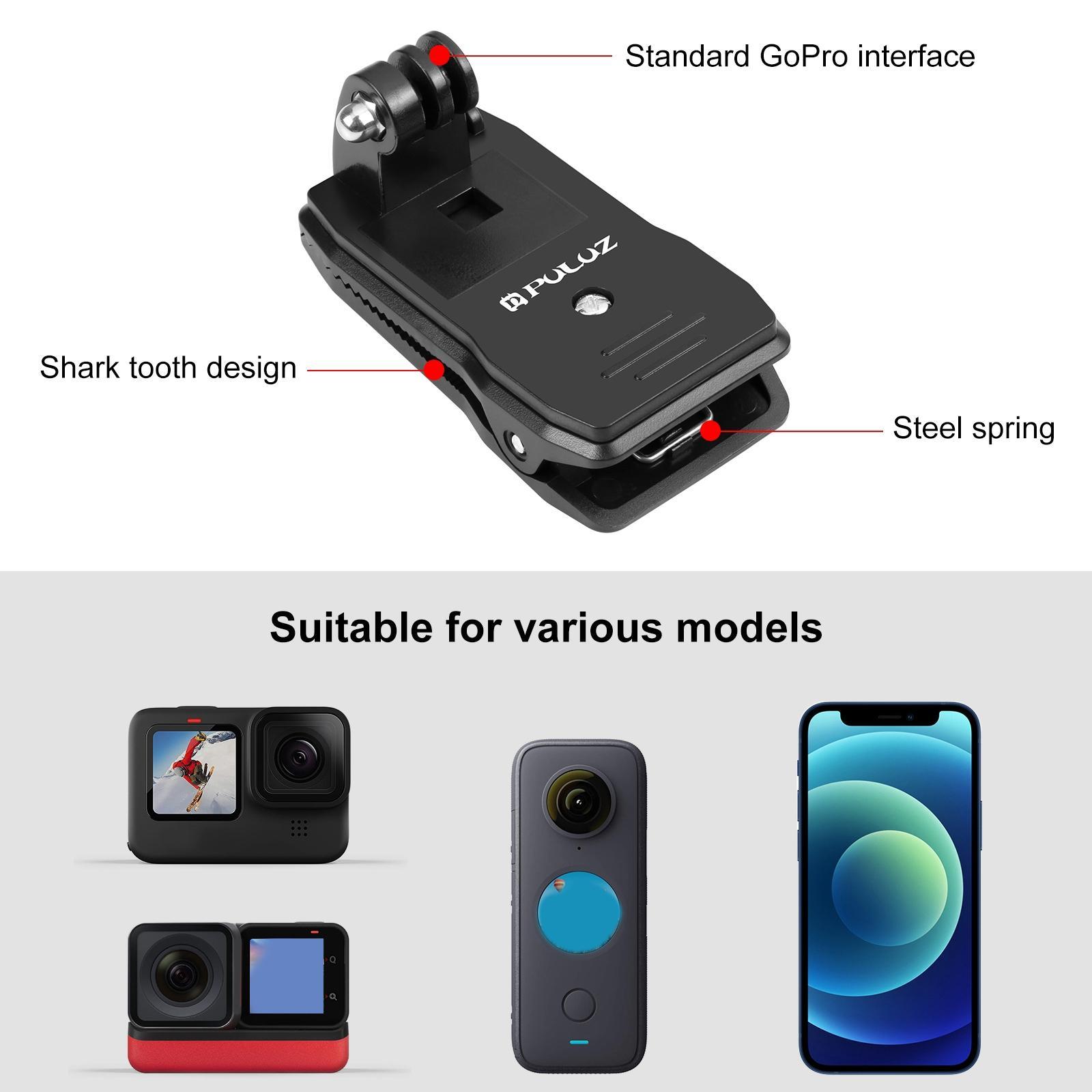 Backpack Clip Camera Holder Hat Mount for Sports Action Cameras Mobile Phone