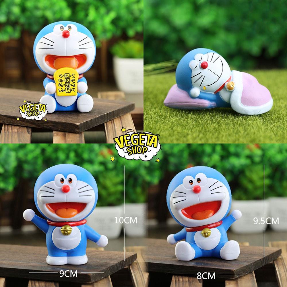 Mô hình Doraemon - Mô hình 6 tư thế Doremon cầm bánh ngồi đứng vẫy tay nằm ngủ bằng nhựa - Cao 8~10cm