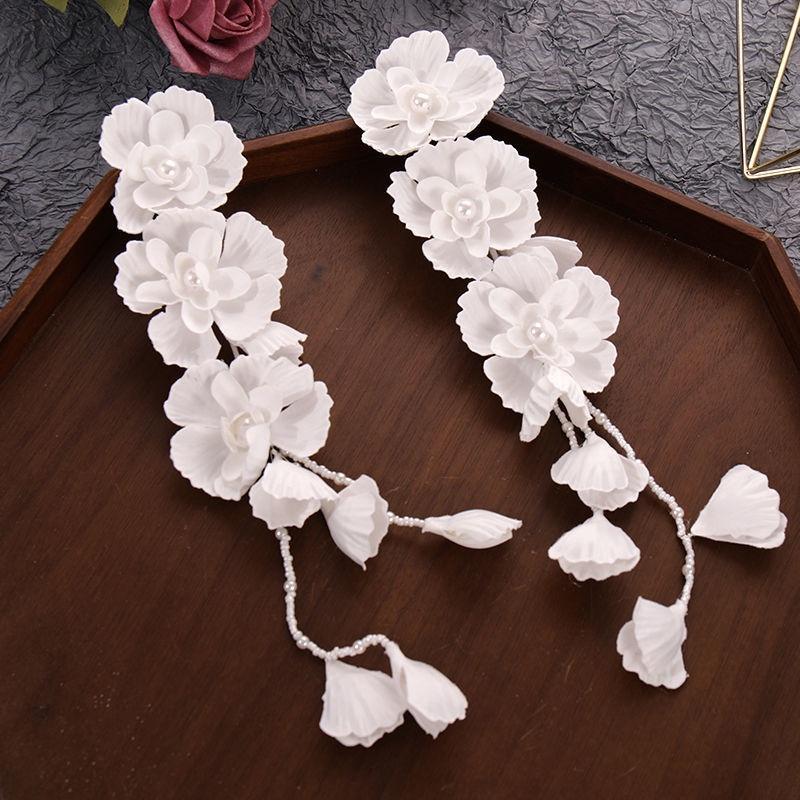 Phụ Kiện Cài Tóc Hình Bông Hoa Tua Rua Năm Cánh Phong Cách Hàn Quốc Thời Trang Cho Cô Dâu