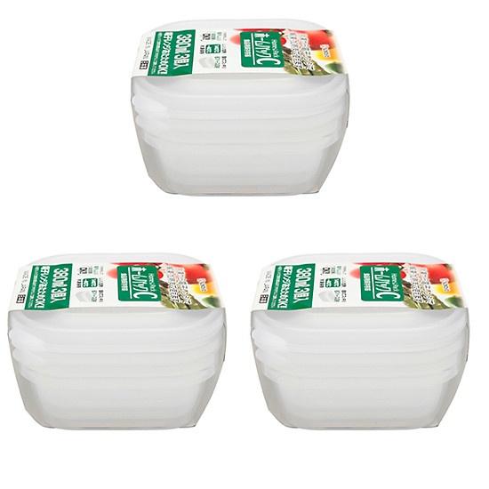 Set 3 Hộp Nhựa Nhật Bản Màu Trắng 380ml