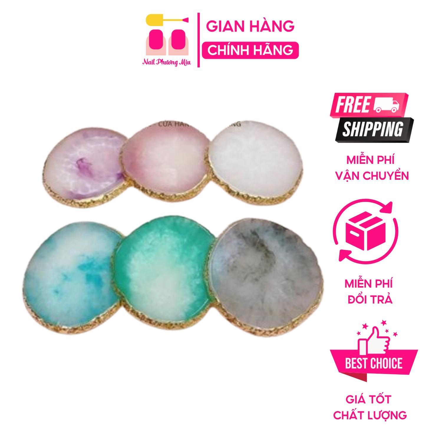 Khay Đá Pha Sơn Nhựa Cao Cấp, Đá Chụp Ảnh Nail, Đá Tán Bột Vẽ Gel, Miếng Pha Mực, 6 Màu Ngẫu Nhiên Làm Nail Tiện Lợi Nữ Women