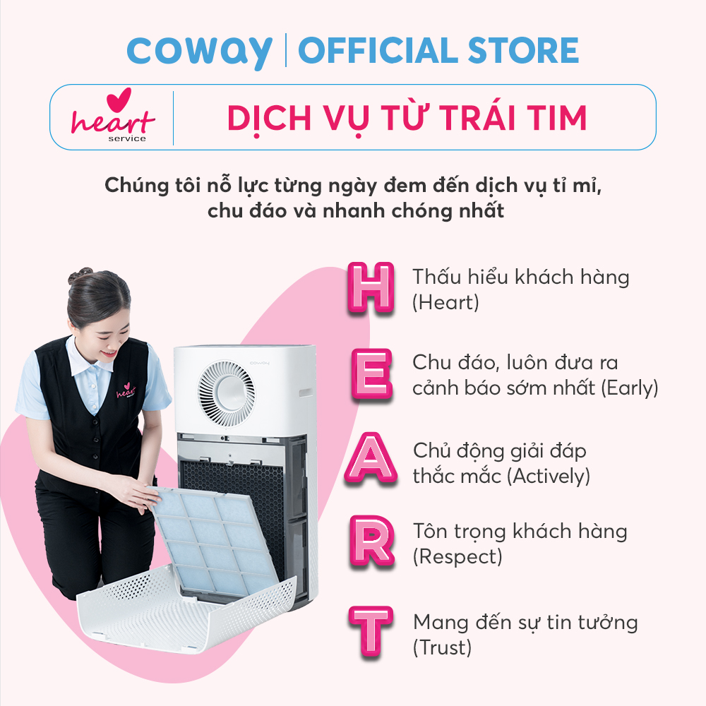 [1 năm] [E-Voucher] – Heart Service – Gói bảo dưỡng và chăm sóc Máy lọc không khí Coway tại nhà