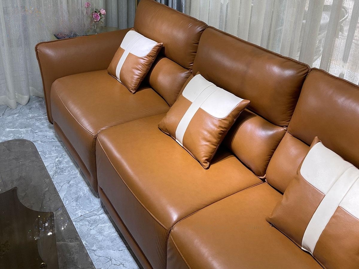 Sofa chỉnh điện 100% da bò Italy Juno sofa màu nâu SFBDCT02 2m7 hàng cao cấp chuẩn da bò nhập khẩu Ý