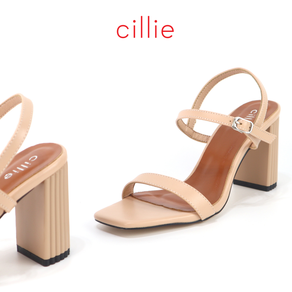 Giày sandal cao gót nữ công sở quai ngang gót trụ cao 7cm mang đi làm đi tiệc dạo phố Cillie 1111