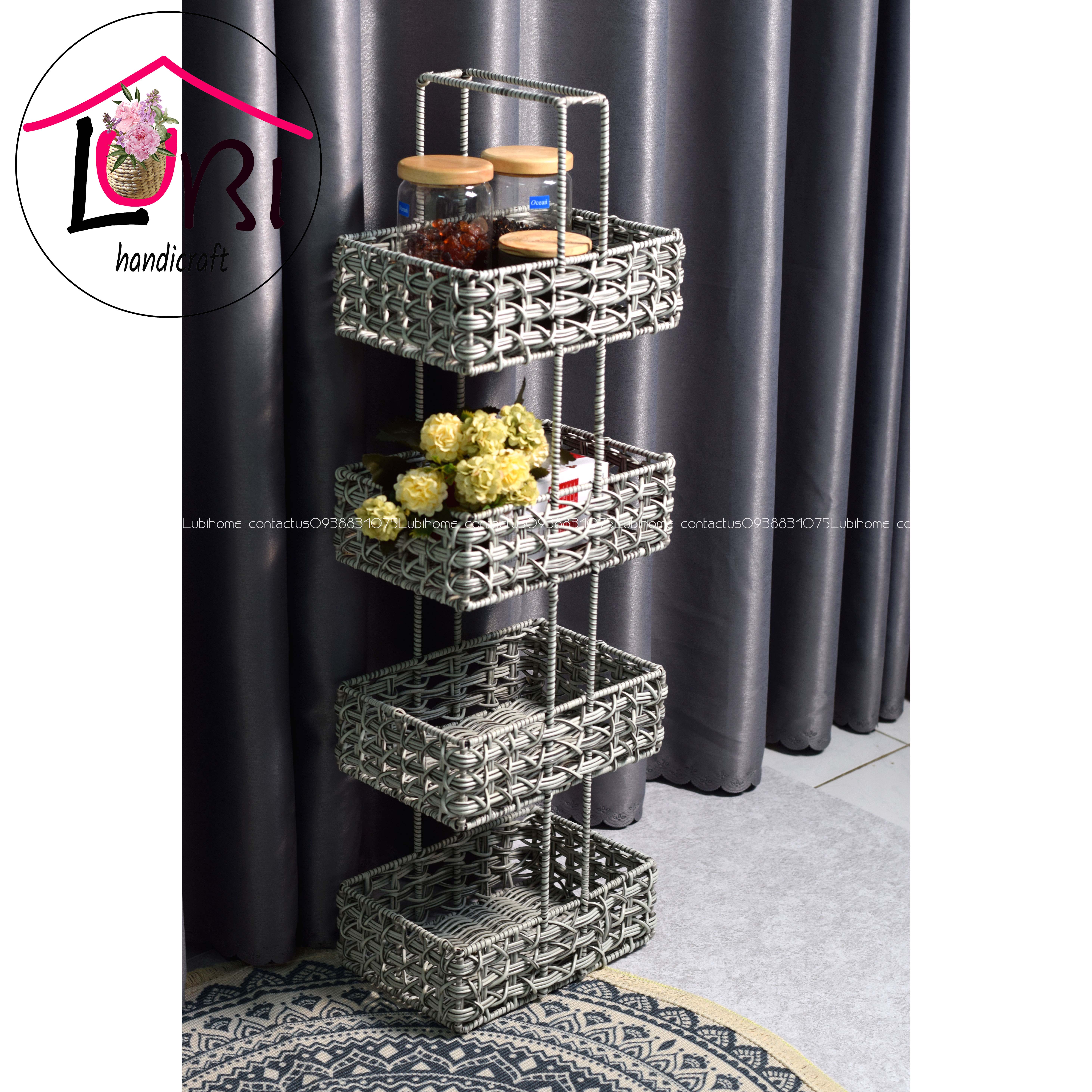 Lubihandicraft - Kệ đựng đồ đan dây nhựa cao cấp 4 tầng - tiện lợi, bền đẹp