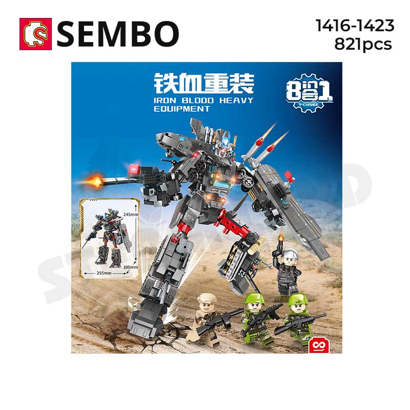 Đồ chơi lắp ráp xếp hình Combo 8in1 Phương Tiện Chiến Đấu: Robot Tấn Công Bão Tố - Sembo 1416 – 1423