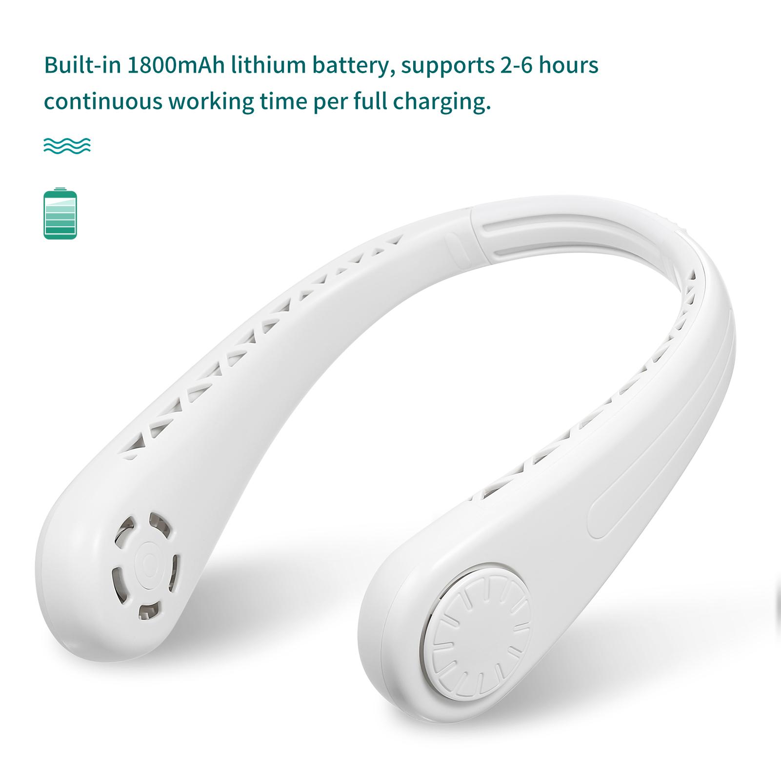 Quạt vòng đeo cổ ko có cánh chạy pin sạc bằng USB cấu tạo bằng vật liệu silicone nhẹ, mềm, thân thiện với da và linh hoạt.