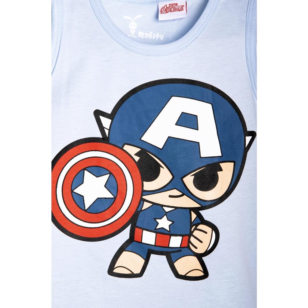 Bộ quần áo thun sát nách chất liệu cotton mềm mát bé trai Rabity 5571 Captain America