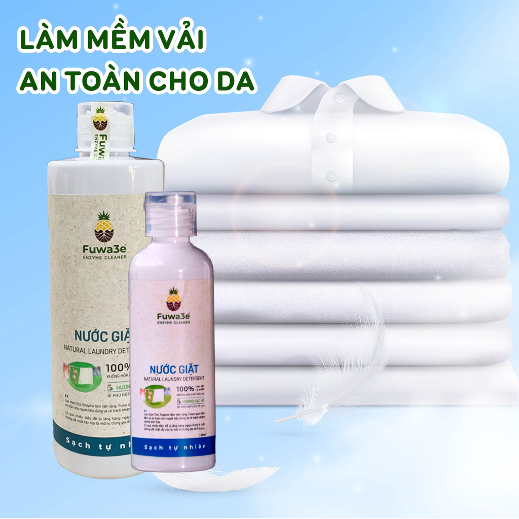 Nước giặt quần áo hữu cơ Fuwa3e an toàn cho bé chuyên giặt lụa hương bạc hà 100ml