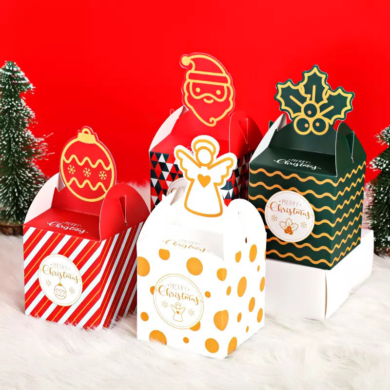 Hộp quà Noel, Hộp quà giấy Giáng Sinh nắp hộp hình 3D nhiều màu sắc tươi sáng đáng yêu – SG011