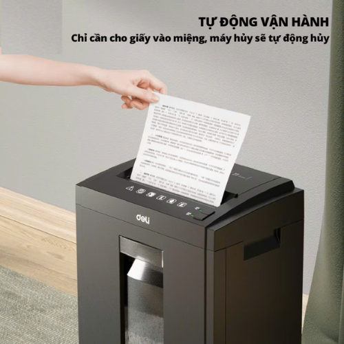 Máy Hủy Tài Liệu Deli 23 Lít ET054 Công Suất Lớn 180W Hủy Giấy Tờ Card Cho Doanh Nghiệp Văn Phòng